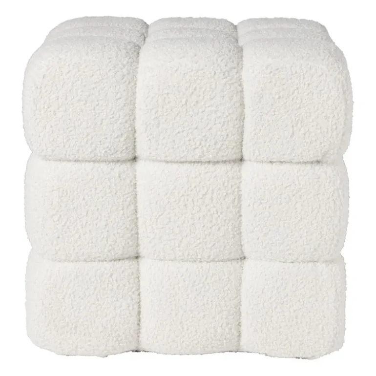 Poef chunk teddy - beige - 36x36x36 cm