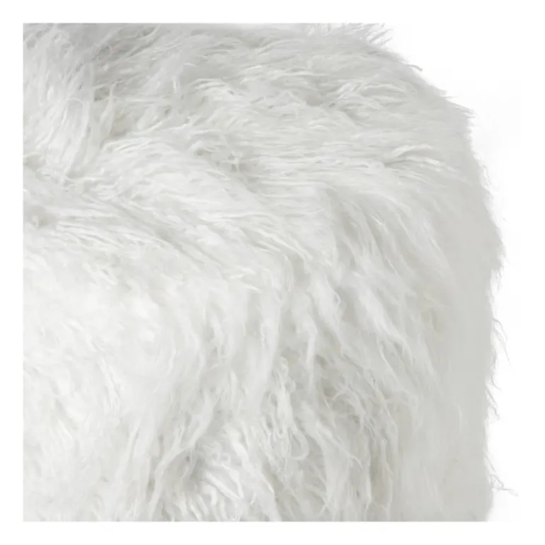 Poef fluffy - wit - 38x42x42 cm
