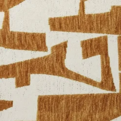 Poef grafisch - geel/beige - 37x37x36 cm