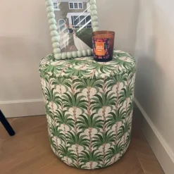 Poef palm - groen - ø35x39 cm