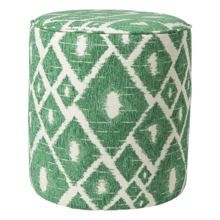 Poef ruit - groen - ø35x38 cm