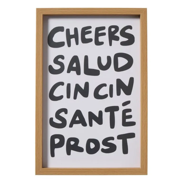 Poster cheers salud - wit/groen - 30x20 cm