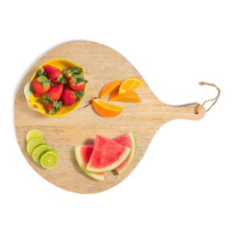 Presenteerplank van mangohout - rond - 50x40 cm