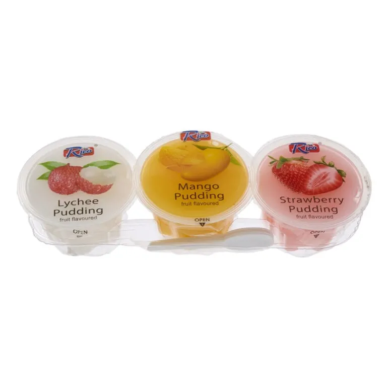 Pudding fruit - lychee/mango/aardbei - 3x65 gram