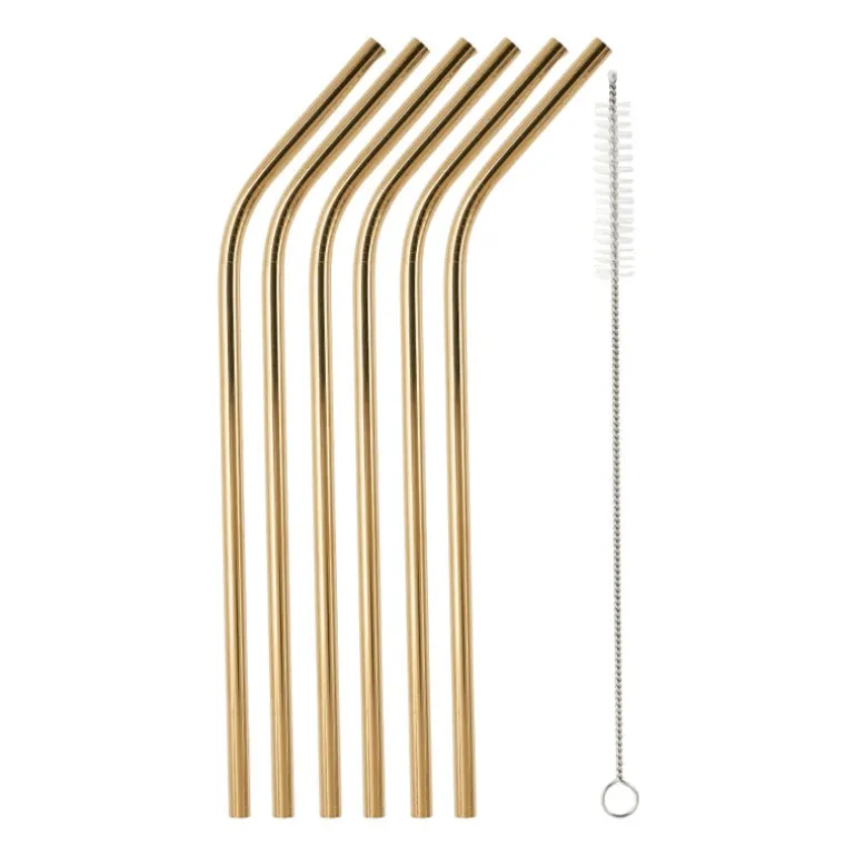Rietjes RVS - goud - set van 6