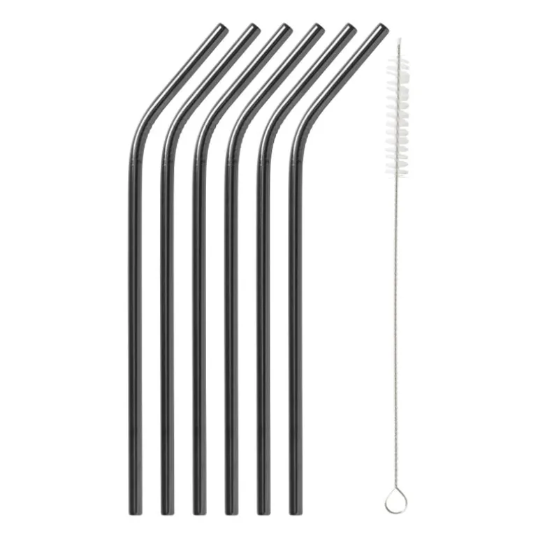 Rietjes RVS - zwart - set van 6