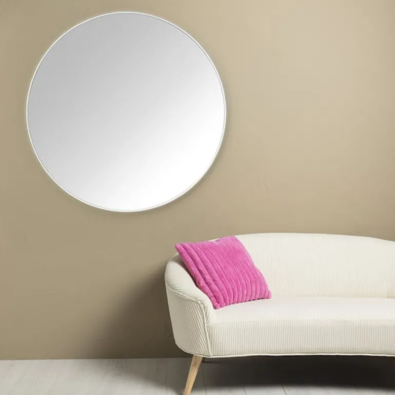 Ronde spiegel met witte lijst - ø70 cm