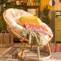 Rotan loungestoel Papasan - naturel - ø100x80 cm