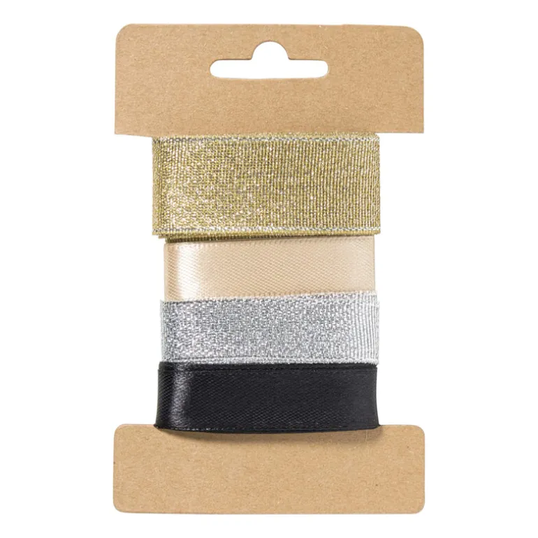 Satijnen lint 3 meter - goud - set van 4