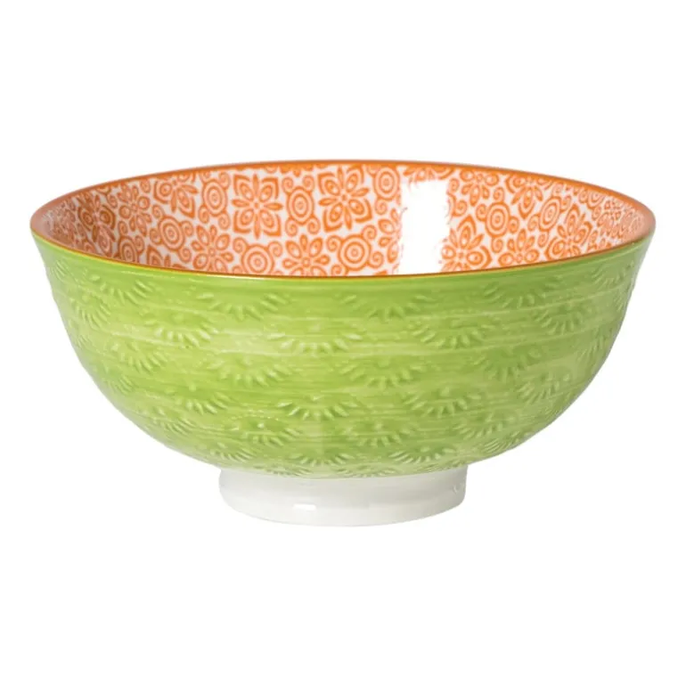 Schaaltje Anke middel - groen/oranje - ø12x5.8 cm