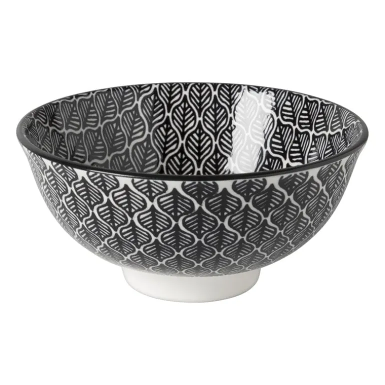 Schaaltje black print blaadjes - ø12x6 cm