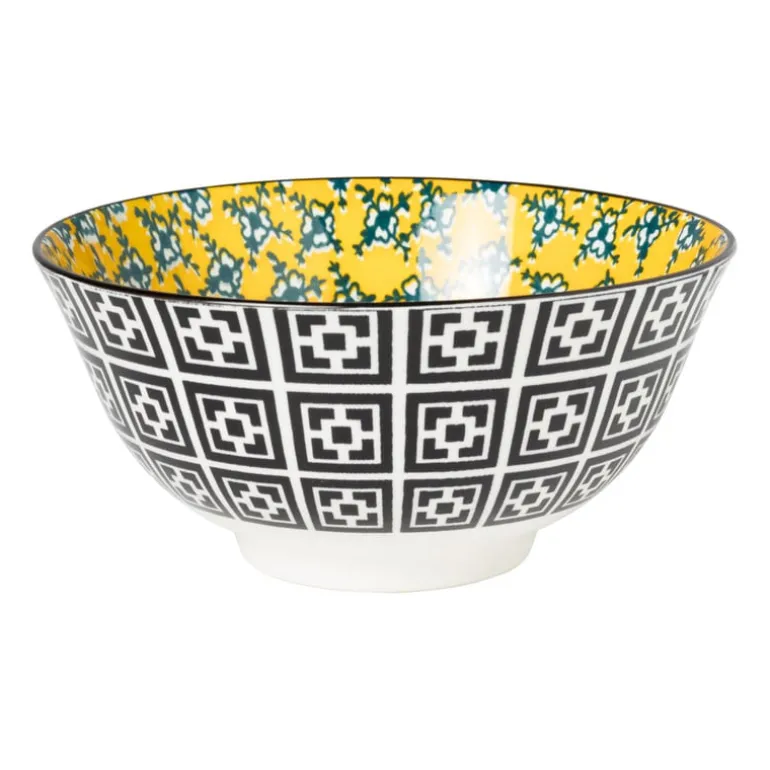 Schaaltje Leyla - geel/zwart - ø15.8x7.3 cm