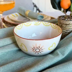Schaaltje luna groot - beige/roze/geel - ø13.8x6.5 cm