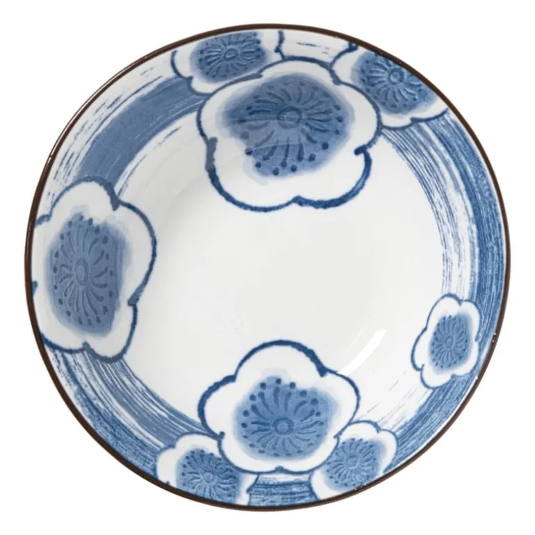 Schaaltje Mico bloemen groot - blauw/wit - ø10.8x3.7 cm
