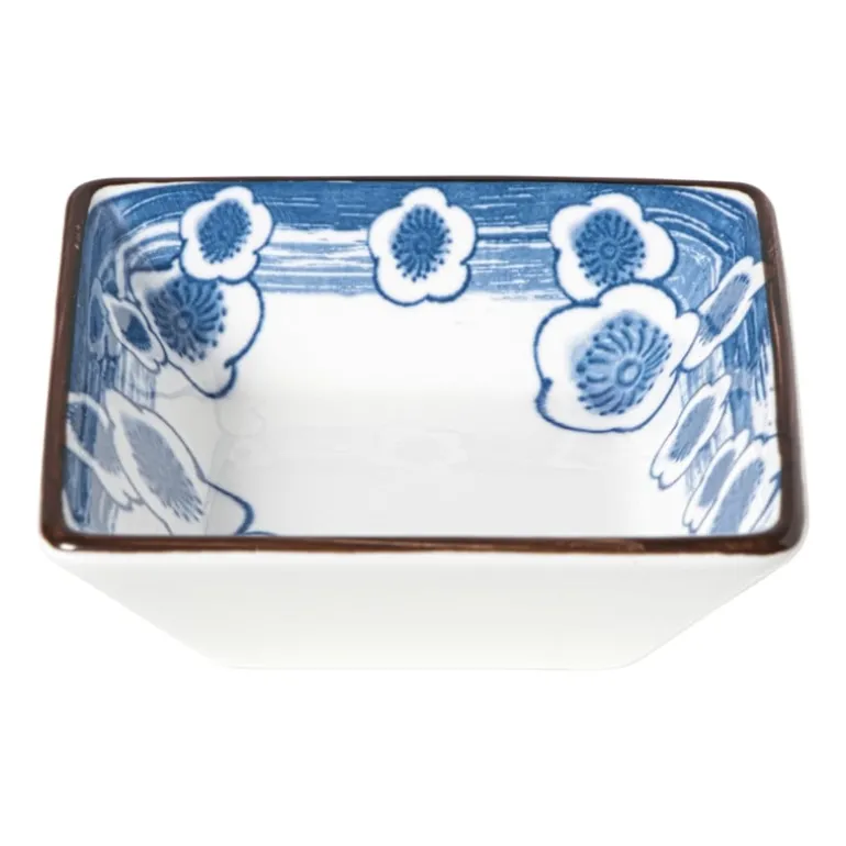 Schaaltje Mico bloemen klein - blauw/wit - 3x9.2x9.2 cm