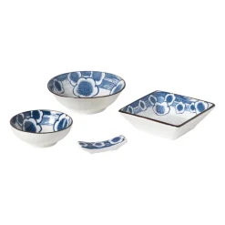 Schaaltje Mico bloemen klein - blauw/wit - 3x9.2x9.2 cm