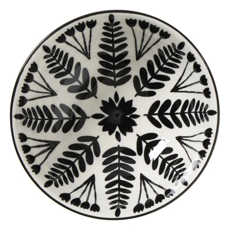 Schaaltje middel Bente - beige/zwart - ø12x5.8 cm
