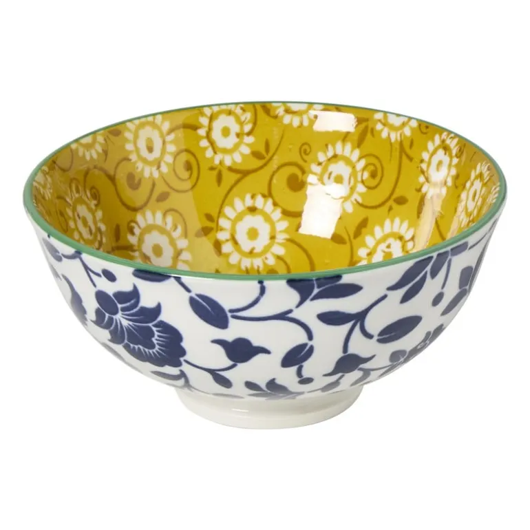 Schaaltje middel Bianca - geel/blauw - ø12x5.8 cm