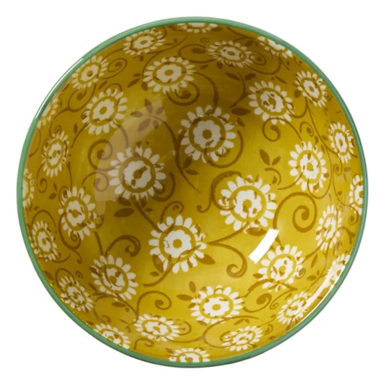Schaaltje middel Bianca - geel/blauw - ø12x5.8 cm