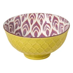 Schaaltje middel Bo - geel/paars - ø12x5.8 cm