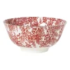 Schaaltje Mirna blaadjes groot - rood/wit - ø15.5x7 cm