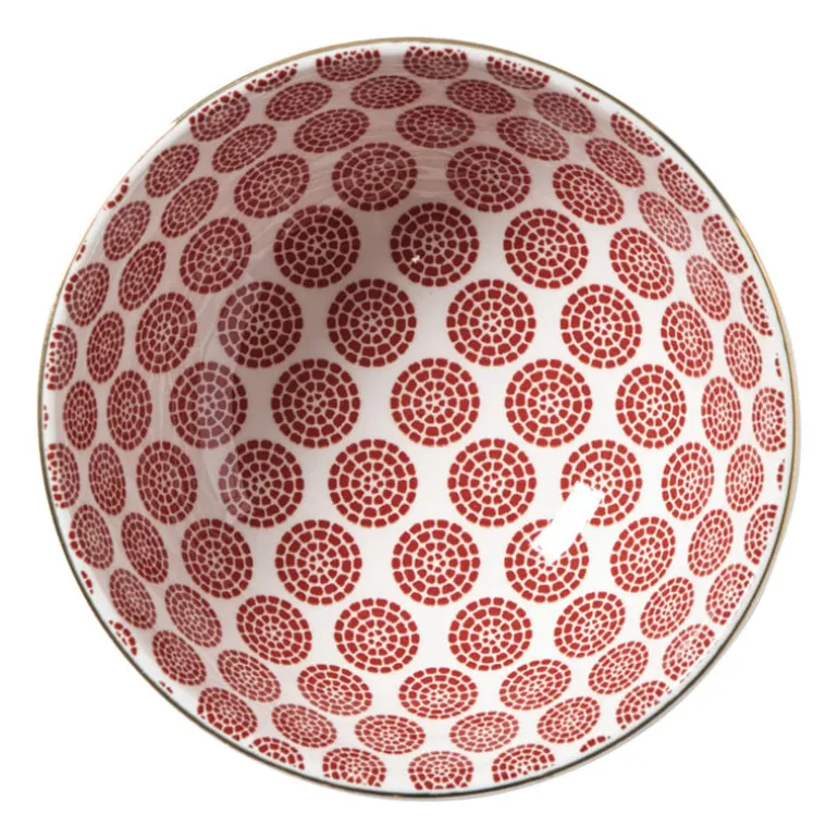 Schaaltje Mirna bloem klein - rood/wit - ø12x5.8 cm