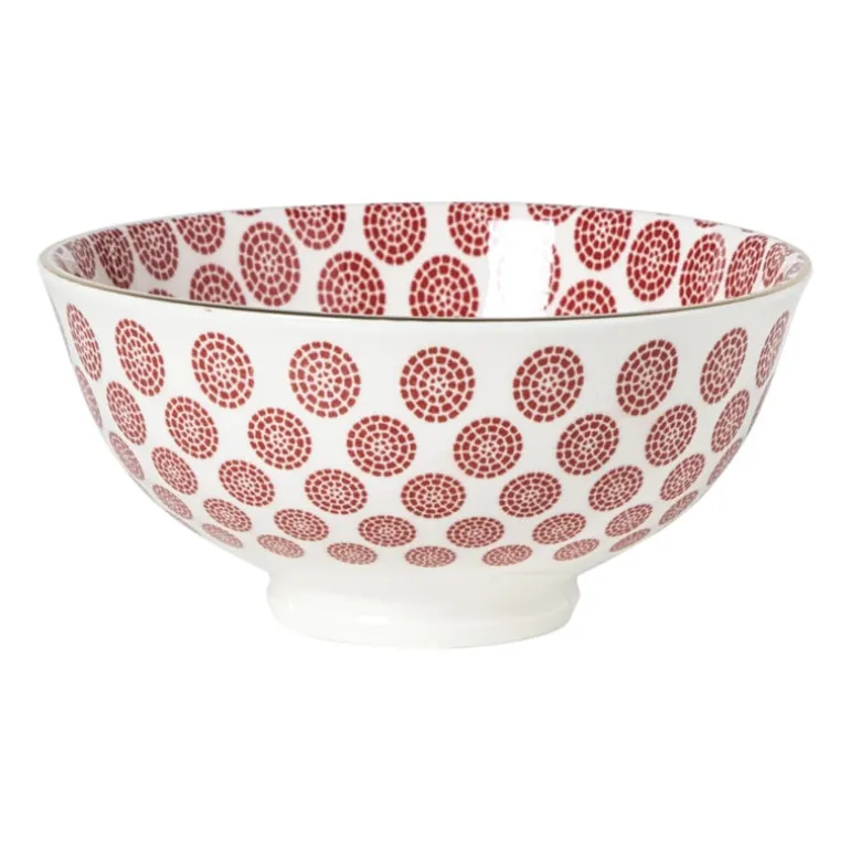 Schaaltje Mirna bloem klein - rood/wit - ø12x5.8 cm