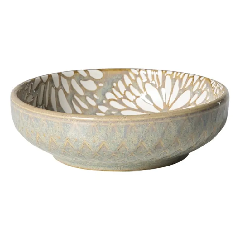 Schaaltje Nori rond - blauw/geel - ø12x3.5 cm