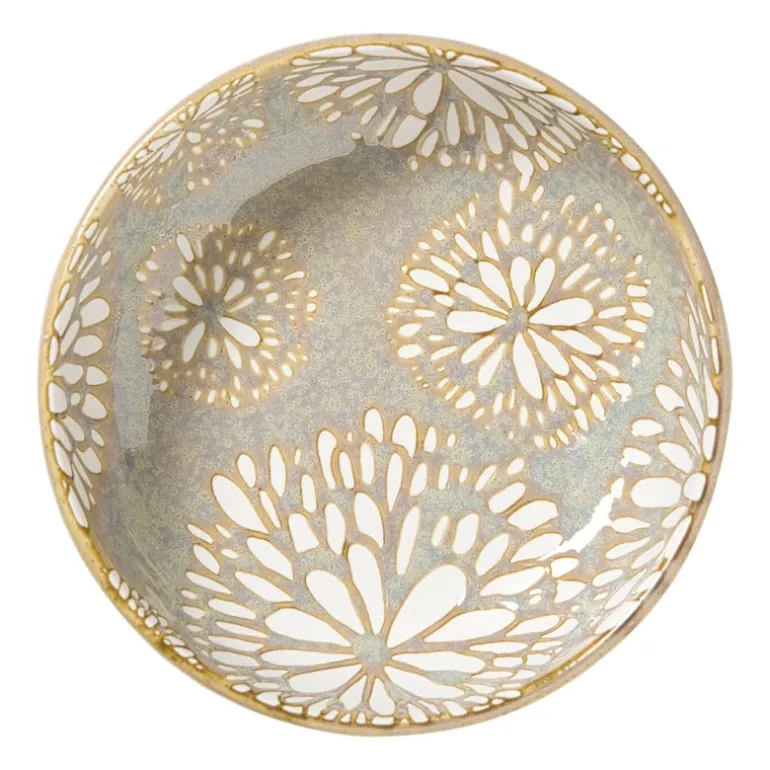 Schaaltje Nori rond - blauw/geel - ø12x3.5 cm