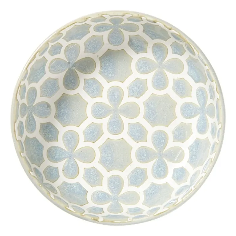 Schaaltje Nori rond - lichtblauw/wit - ø12x3.5 cm