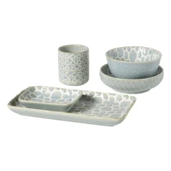 Schaaltje Nori rond - lichtblauw/wit - ø10.5x5.8 cm