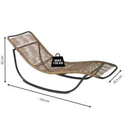 Schommel ligbed - bruin/zwart - 62x70.5x155 cm