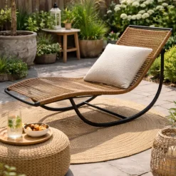 Schommel ligbed - bruin/zwart - 62x70.5x155 cm