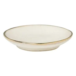 Schoteltje met gouden rand - beige - ø9 cm