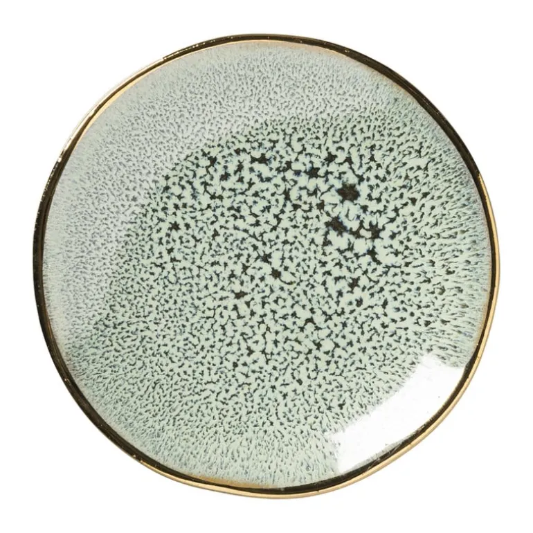 Schoteltje met gouden rand - groen - ø9 cm