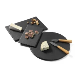 Serveerplateau leisteen rond - grijs - ø30 cm
