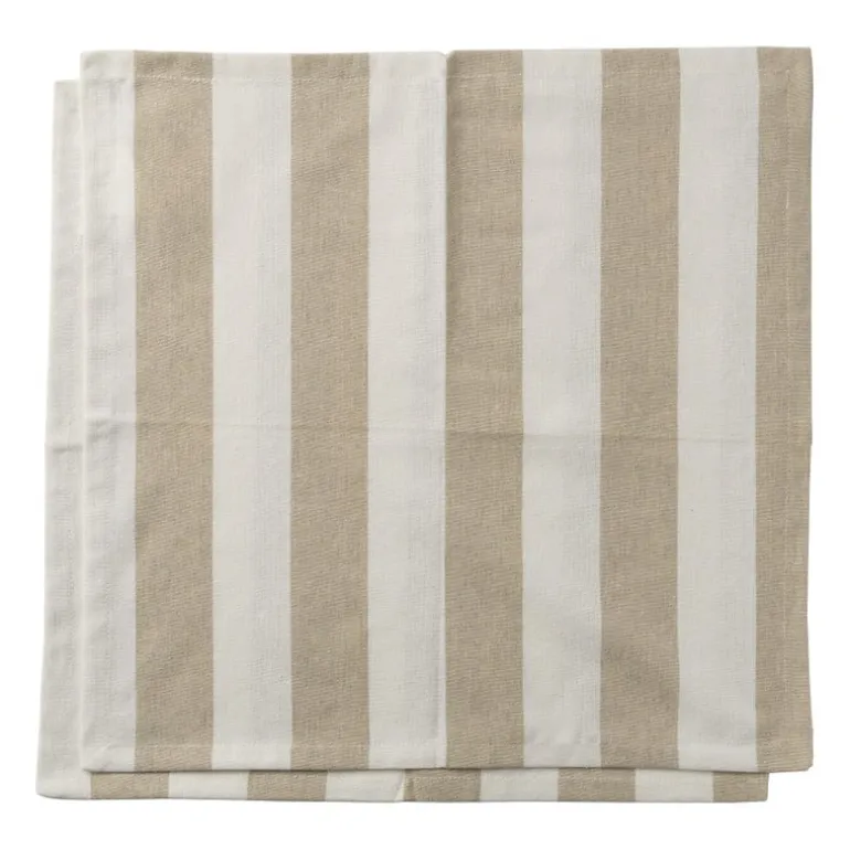 Servet gestreept - wit/beige - set van 2 - 40x40 cm