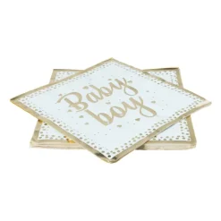 Servetten baby boy - blauw/goudkleurig - set van 8