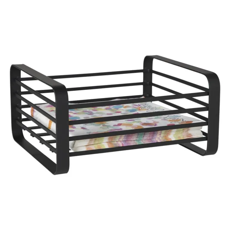 Servettenhouder metaal - zwart - 18x16x10 cm