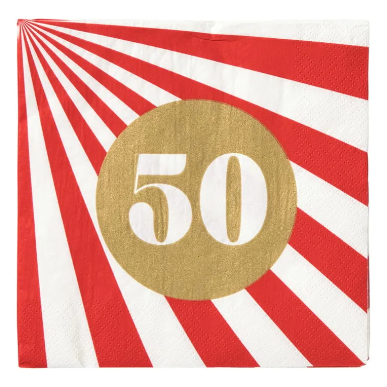 Servetten 50 jaar - rood - set van 20