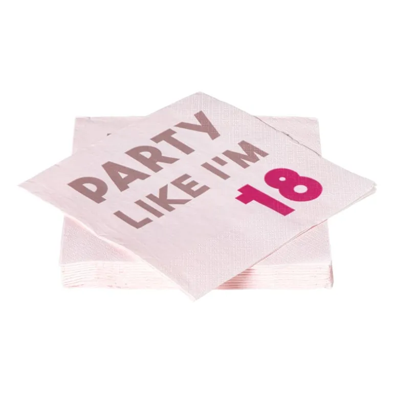 Servetten 18 jaar - roze - set van 20