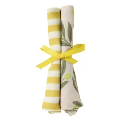 Servetten olijf/citroen - geel/groen - set van 2 - 40x40 cm