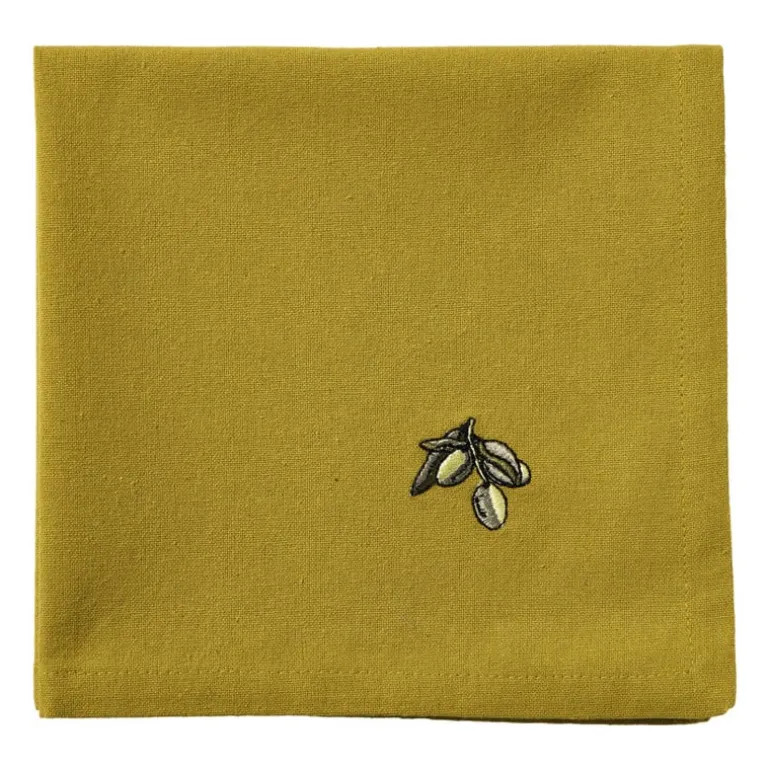 Servetten olijf en citroen - groen/geel - 40x40 cm