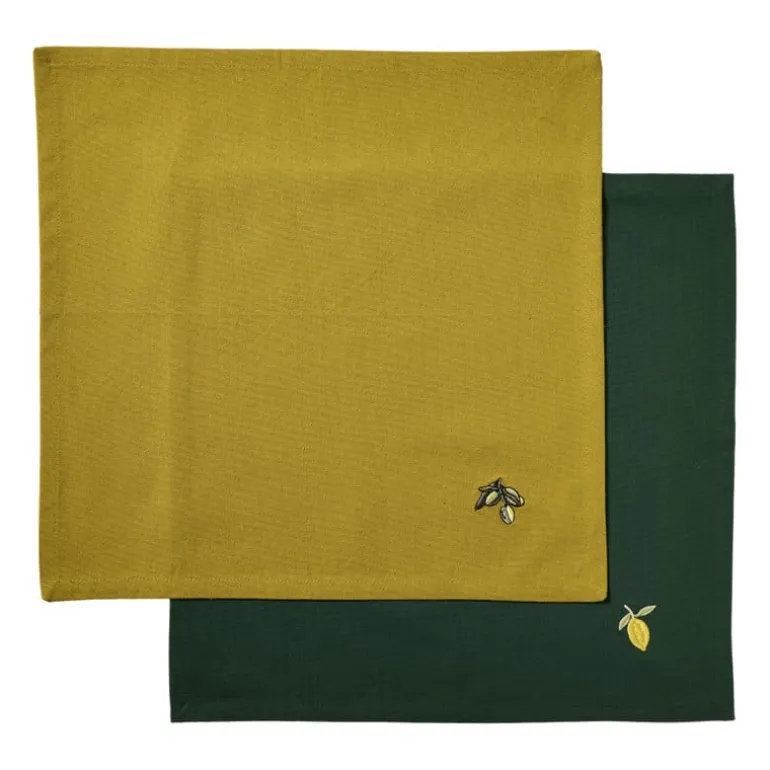 Servetten olijf en citroen - groen/geel - 40x40 cm