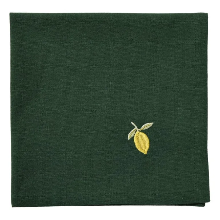Servetten olijf en citroen - groen/geel - 40x40 cm