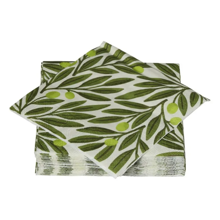 Servetten olijftak - groen - 24x24 cm - set van 20