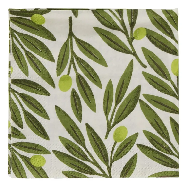 Servetten olijftak - groen - 24x24 cm - set van 20