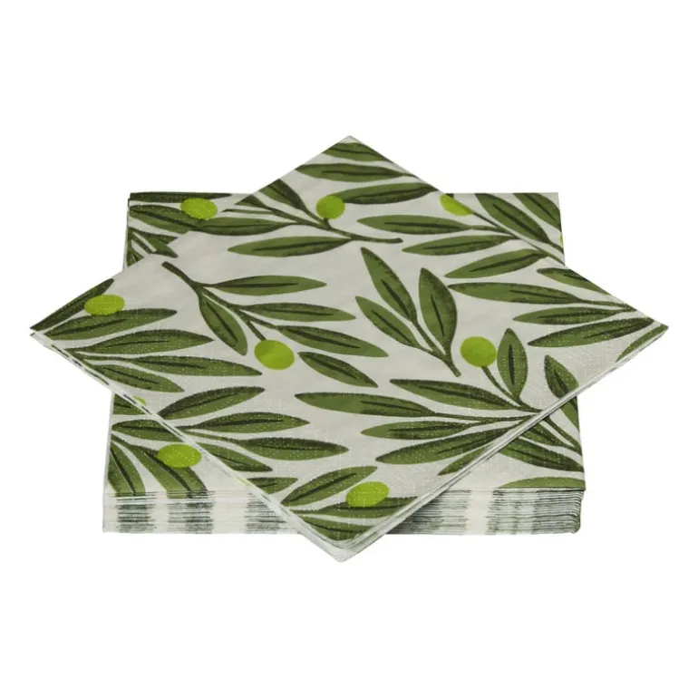Servetten olijftak - groen - 33x33 cm - set van 20