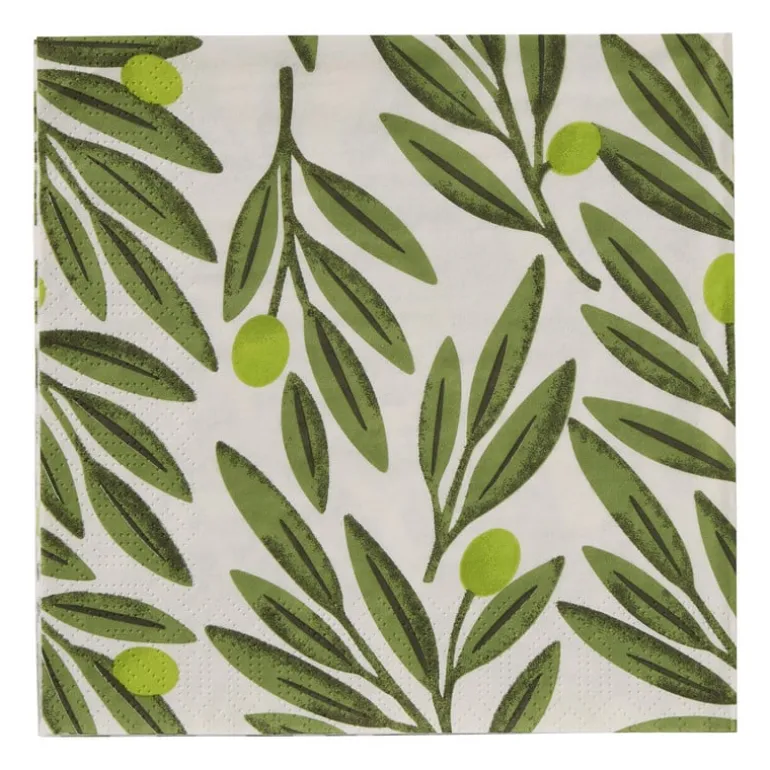 Servetten olijftak - groen - 33x33 cm - set van 20
