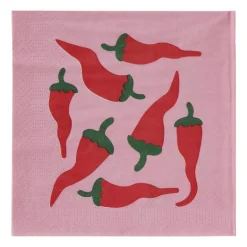 Servetten pepers - roze/rood - 33x33 cm - set van 20